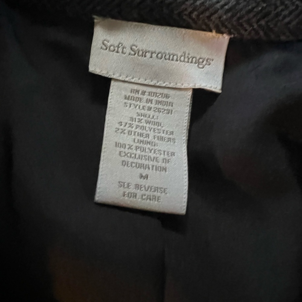 Soft Surroundings Wool Blend Jacket- Grey with Black Embroidery.- size M. - Picture 5 of 10